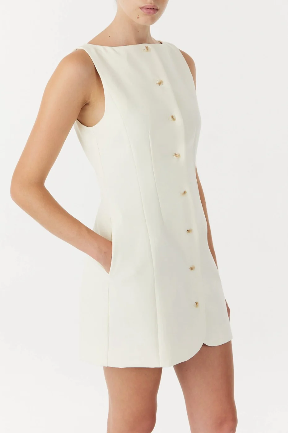 Skyline Tailored Mini Dress WARM WHITE - Image 3