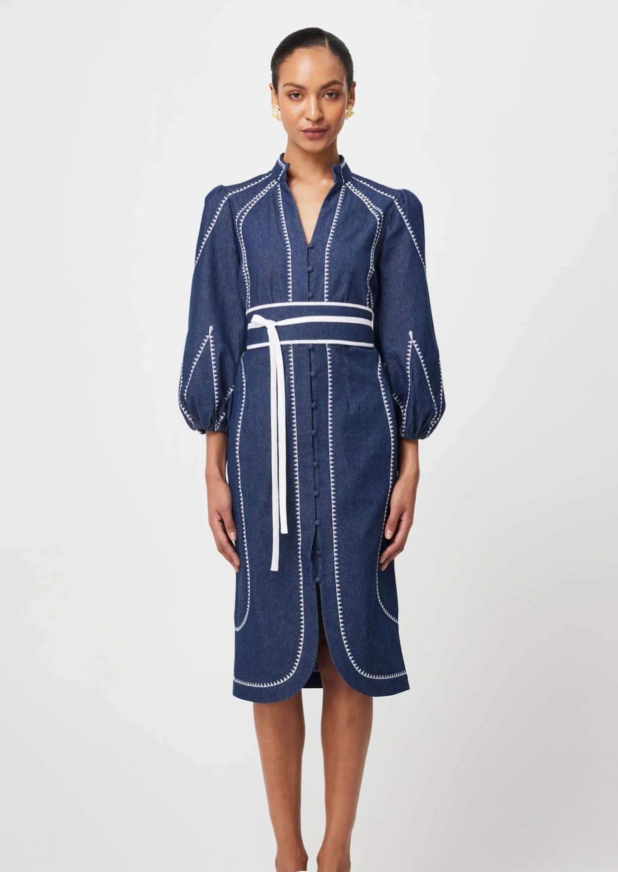 Swanson Embroidered Denim Dress DARK DENIM - Image 4