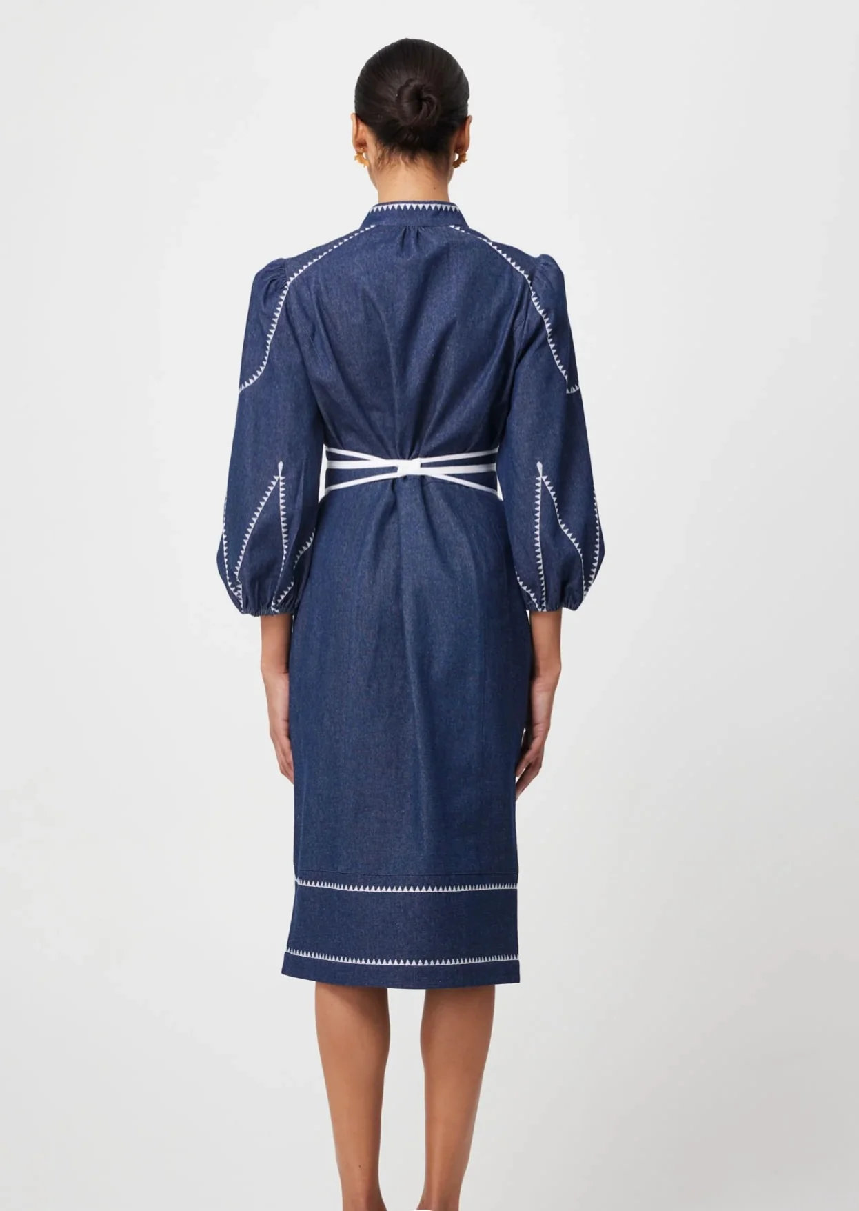 Swanson Embroidered Denim Dress DARK DENIM - Image 5