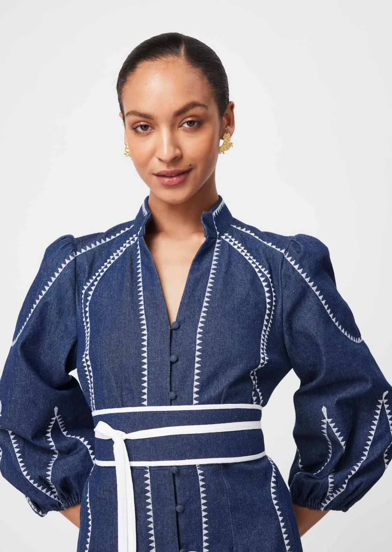 Swanson Embroidered Denim Dress DARK DENIM - Image 8