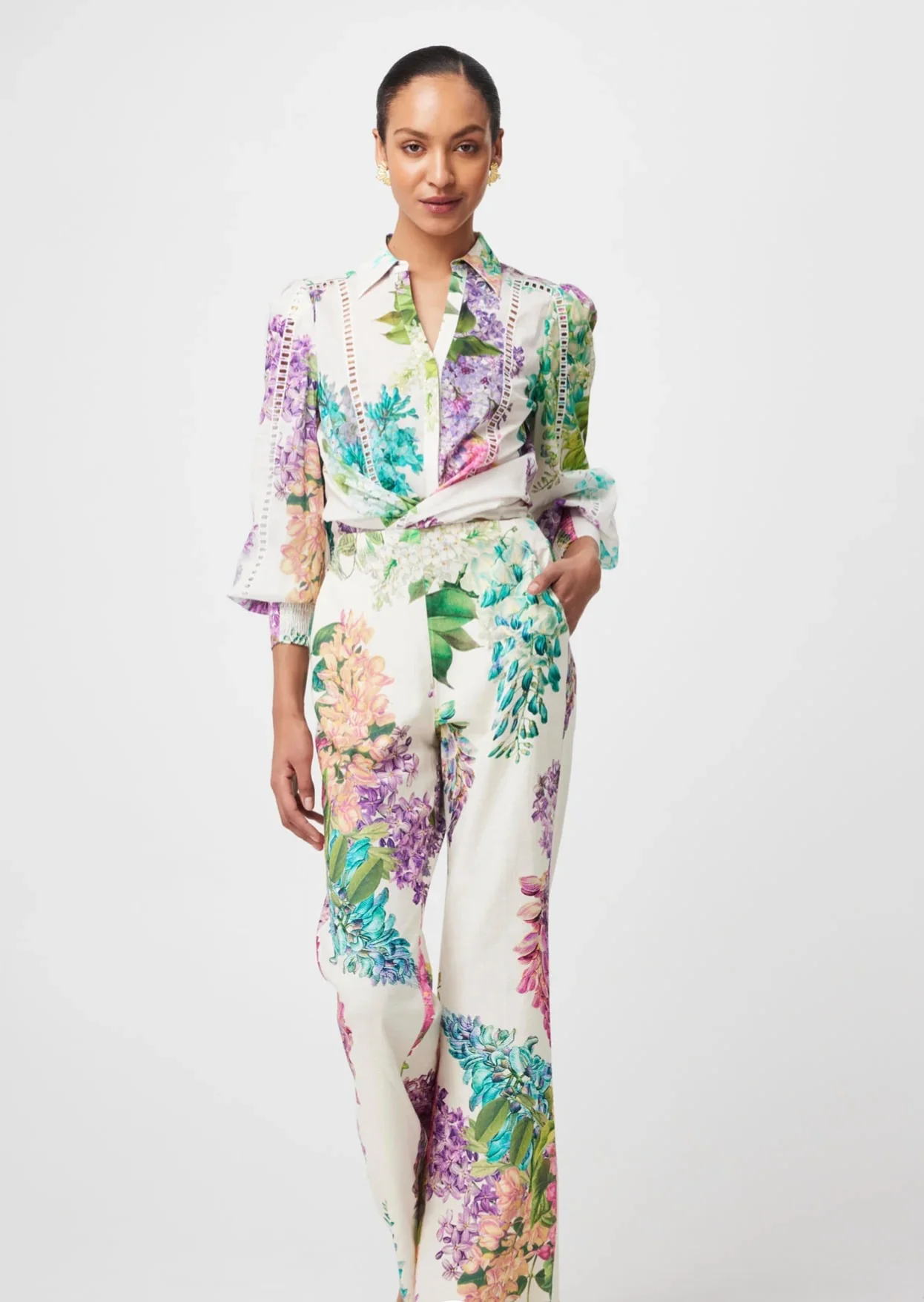 Swanson Placement Cotton Shirt WISTERIA ALBA