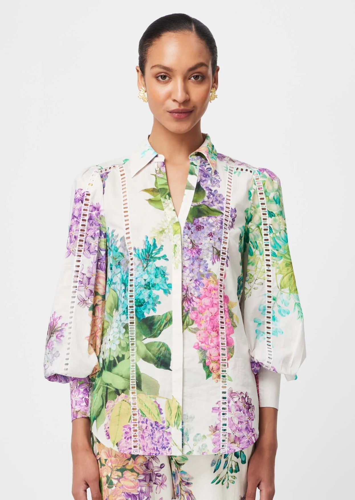 Swanson Placement Cotton Shirt WISTERIA ALBA - Image 5