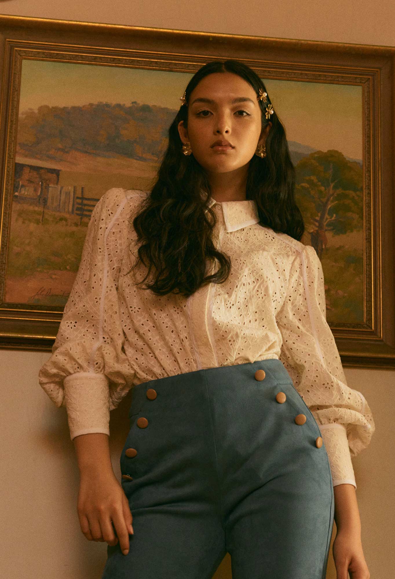 Tallitha Broderie Shirt In Alabaster - Image 6
