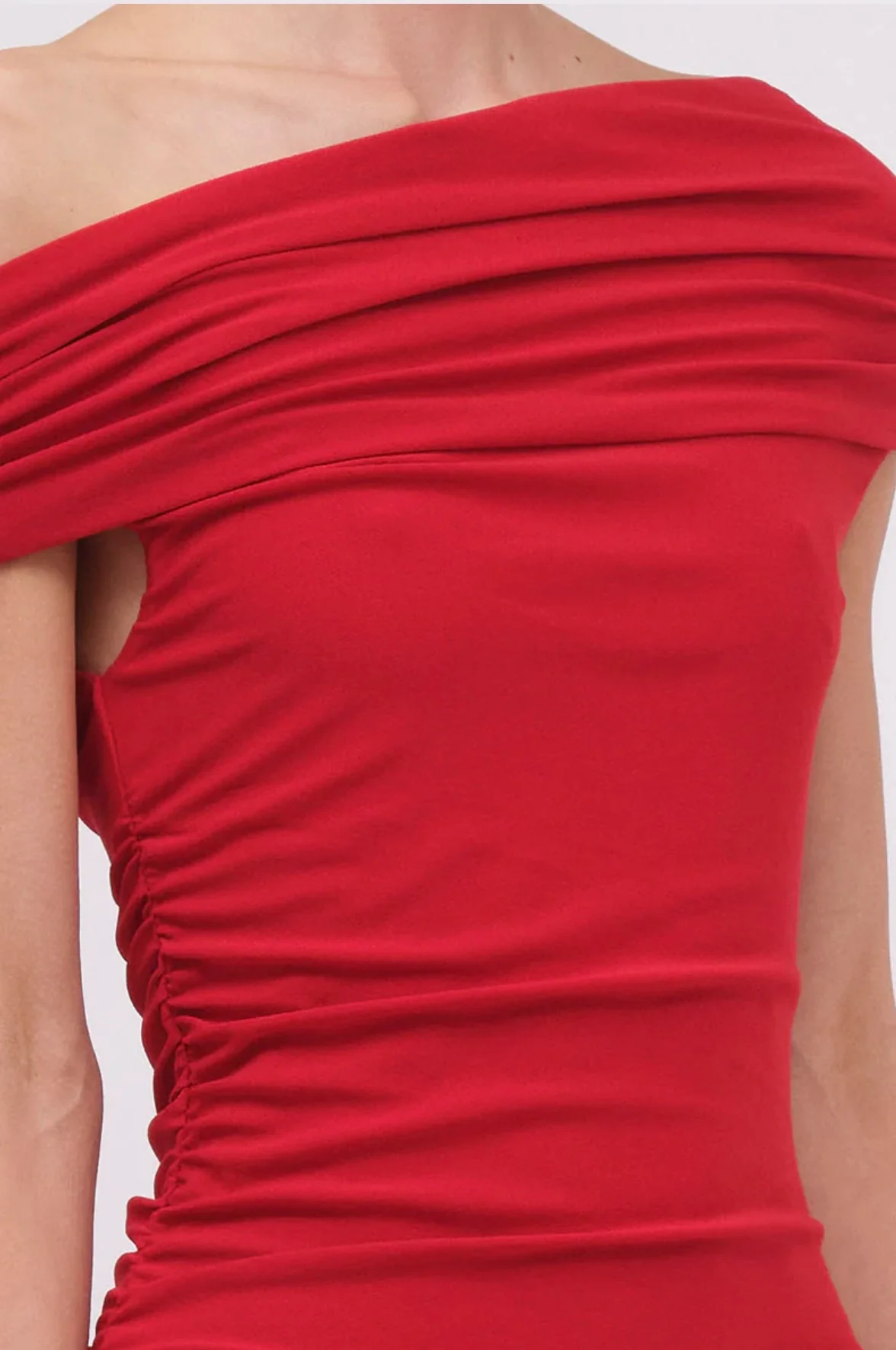 Theta Crepe Jersey Off Shoulder Midi DARK CHERRY - Image 5