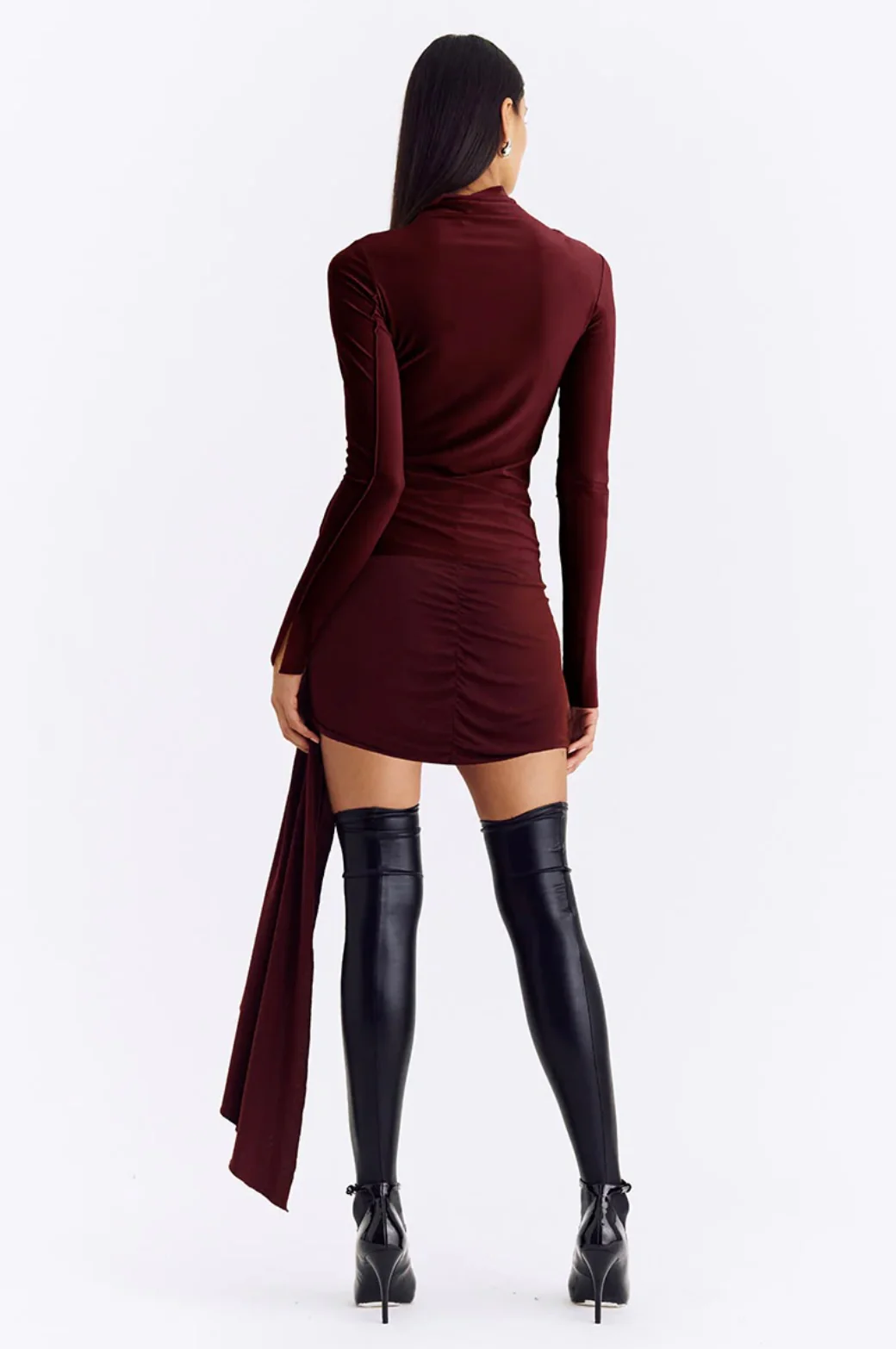 Theta Mock Mock Neck Long Sleeve Top MULBERRY - Image 3