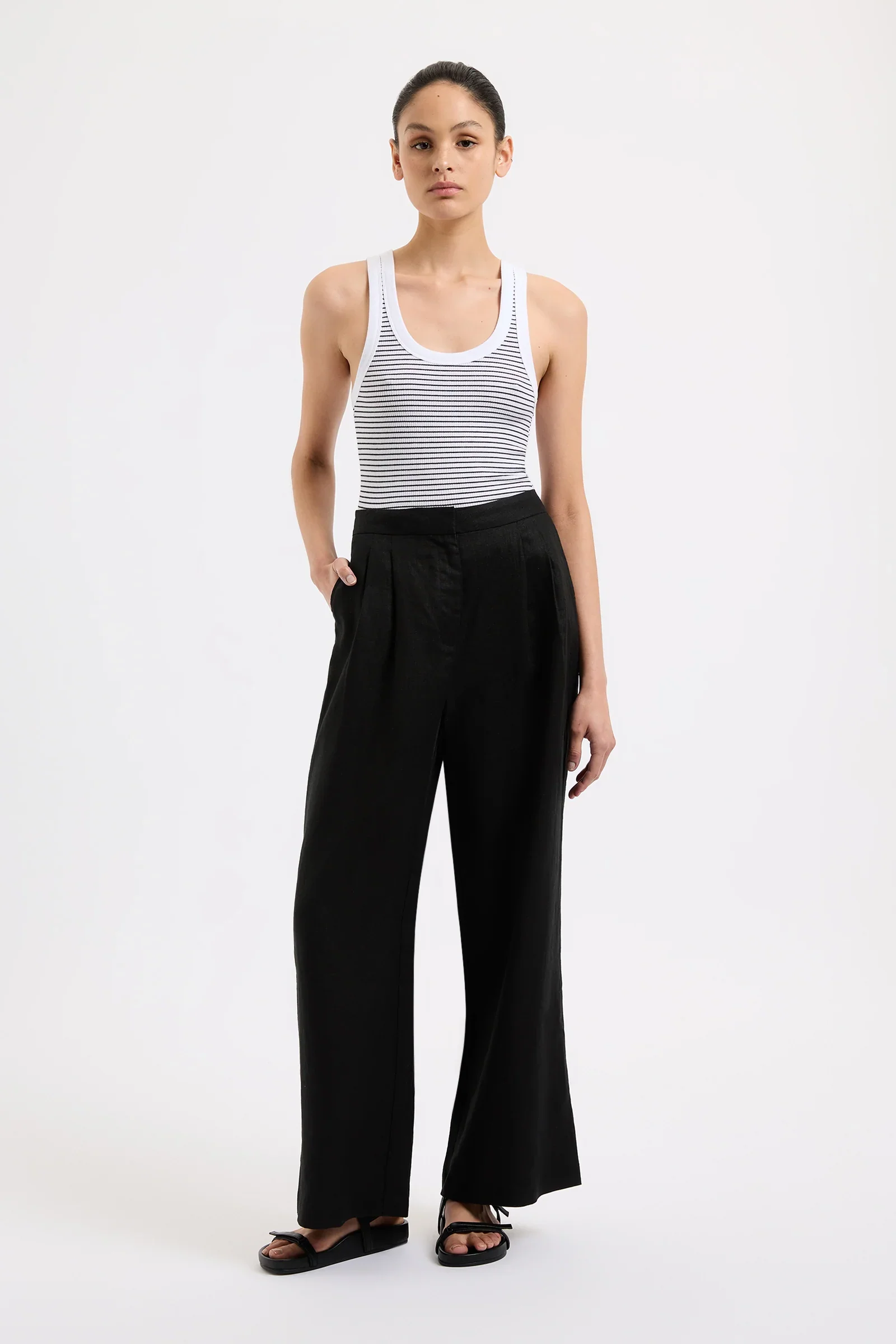 Thilda Linen Pant BLACK
