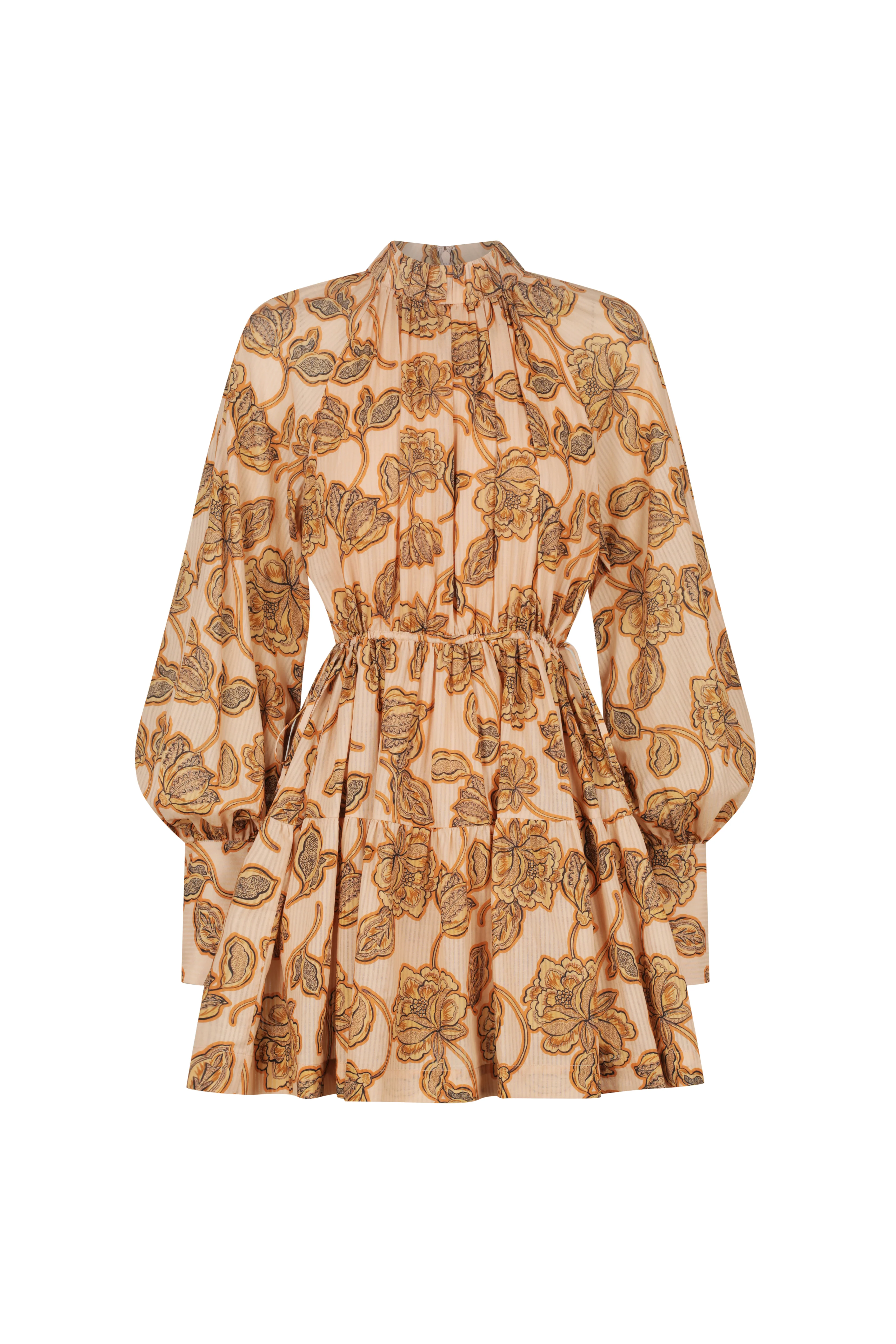 Ulla Mini Dress Peach Floral - Image 6