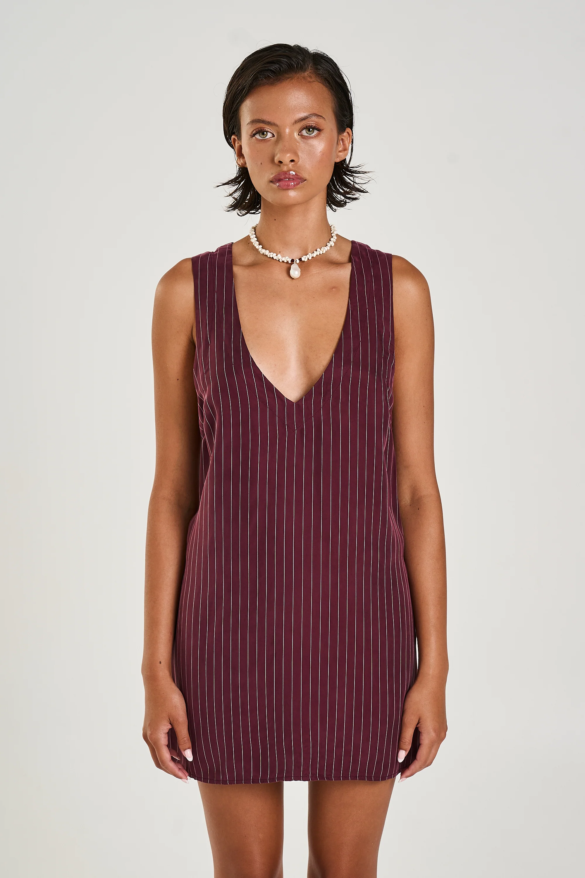 V-Neck Shift Dress KINA PINSTRIPE - Image 2