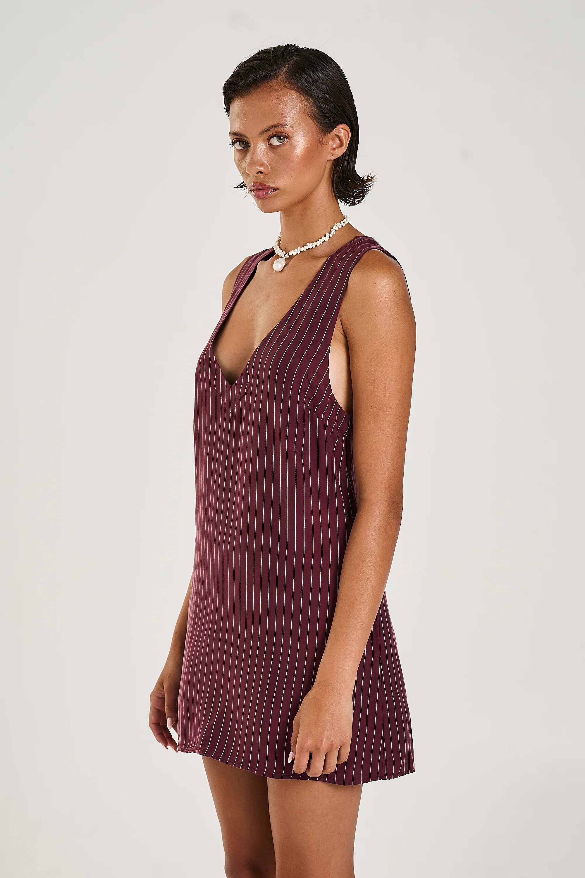 V-Neck Shift Dress KINA PINSTRIPE - Image 3