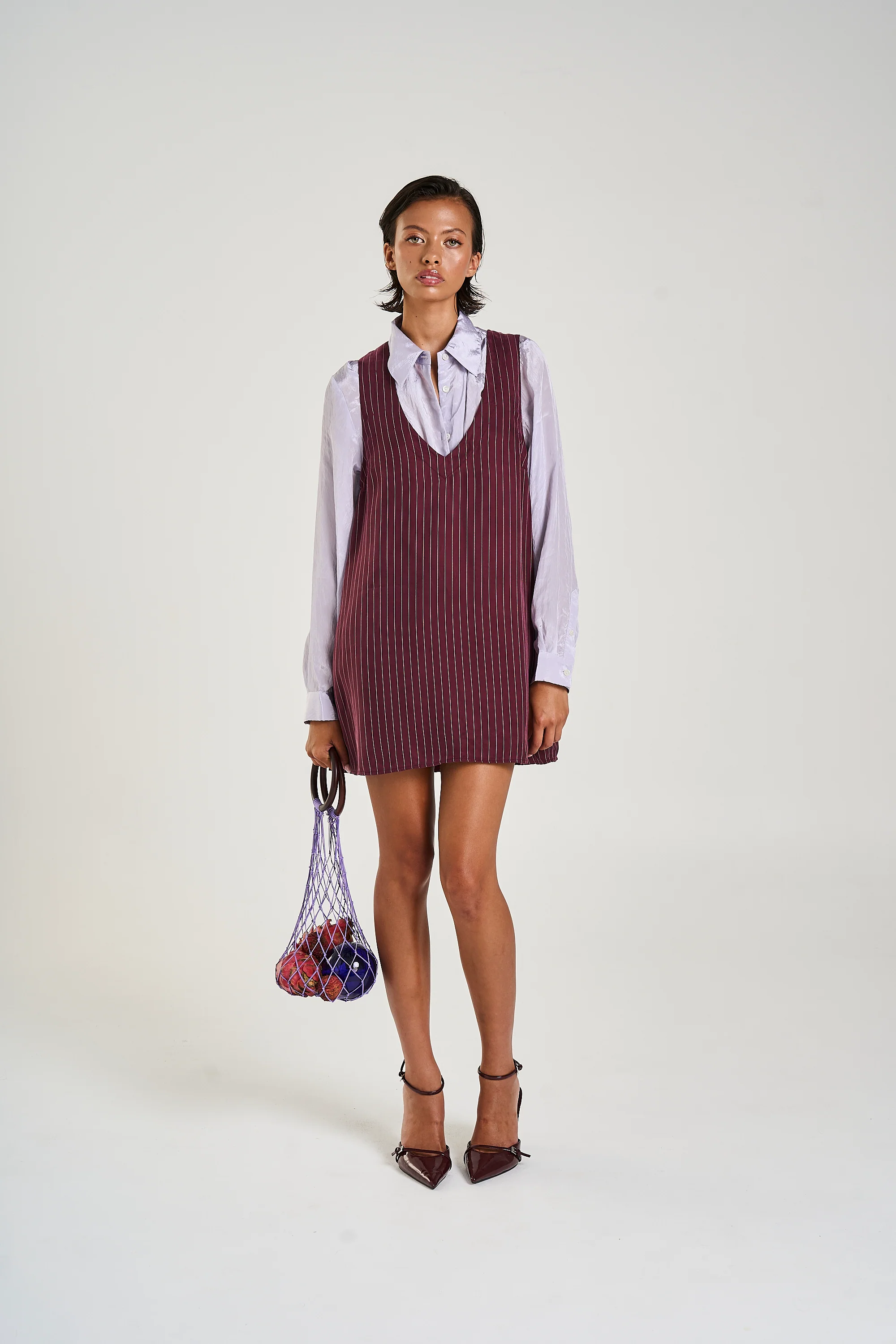 V-Neck Shift Dress KINA PINSTRIPE - Image 9