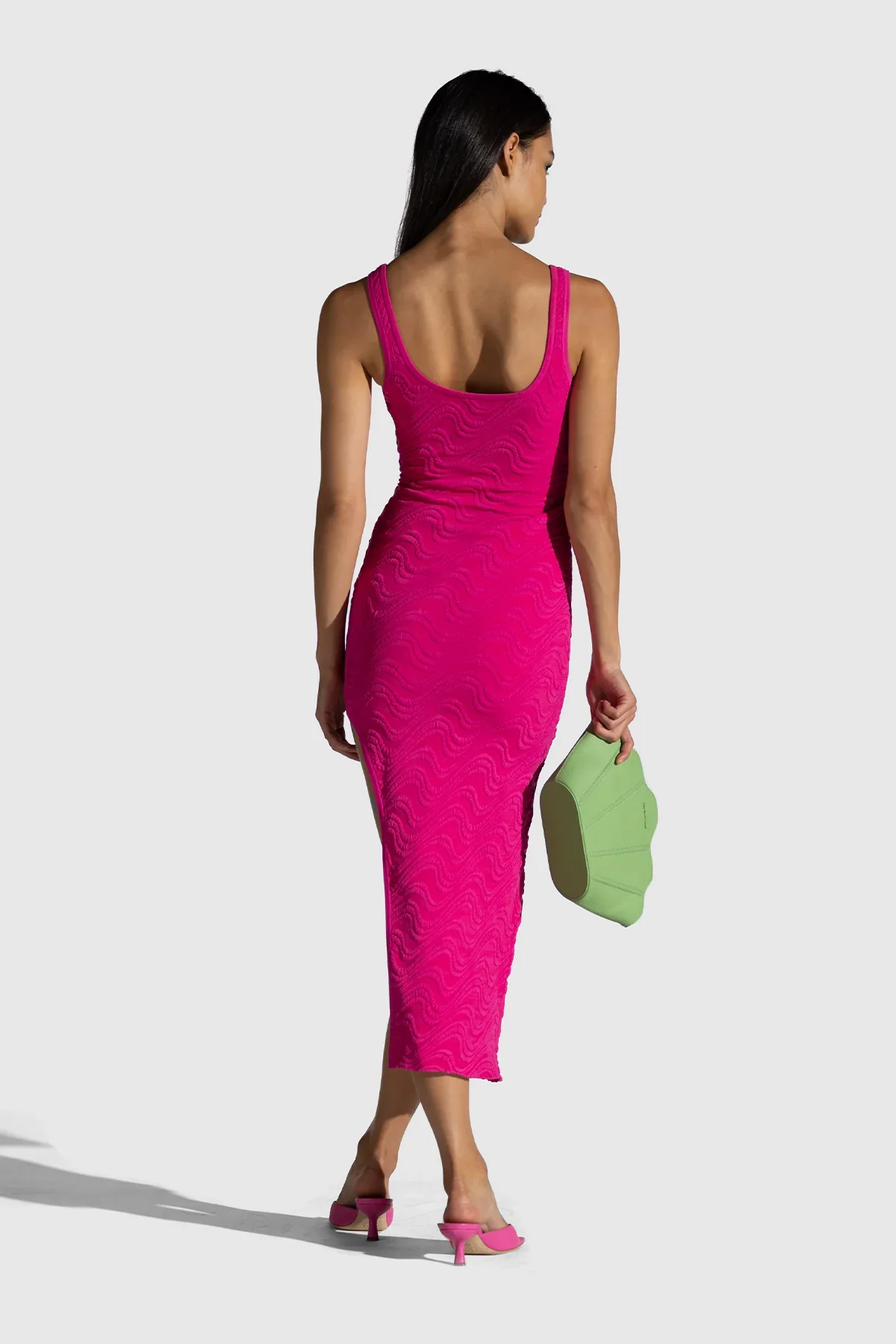 Wailele Wave Knit Dress Flamingo - Image 3