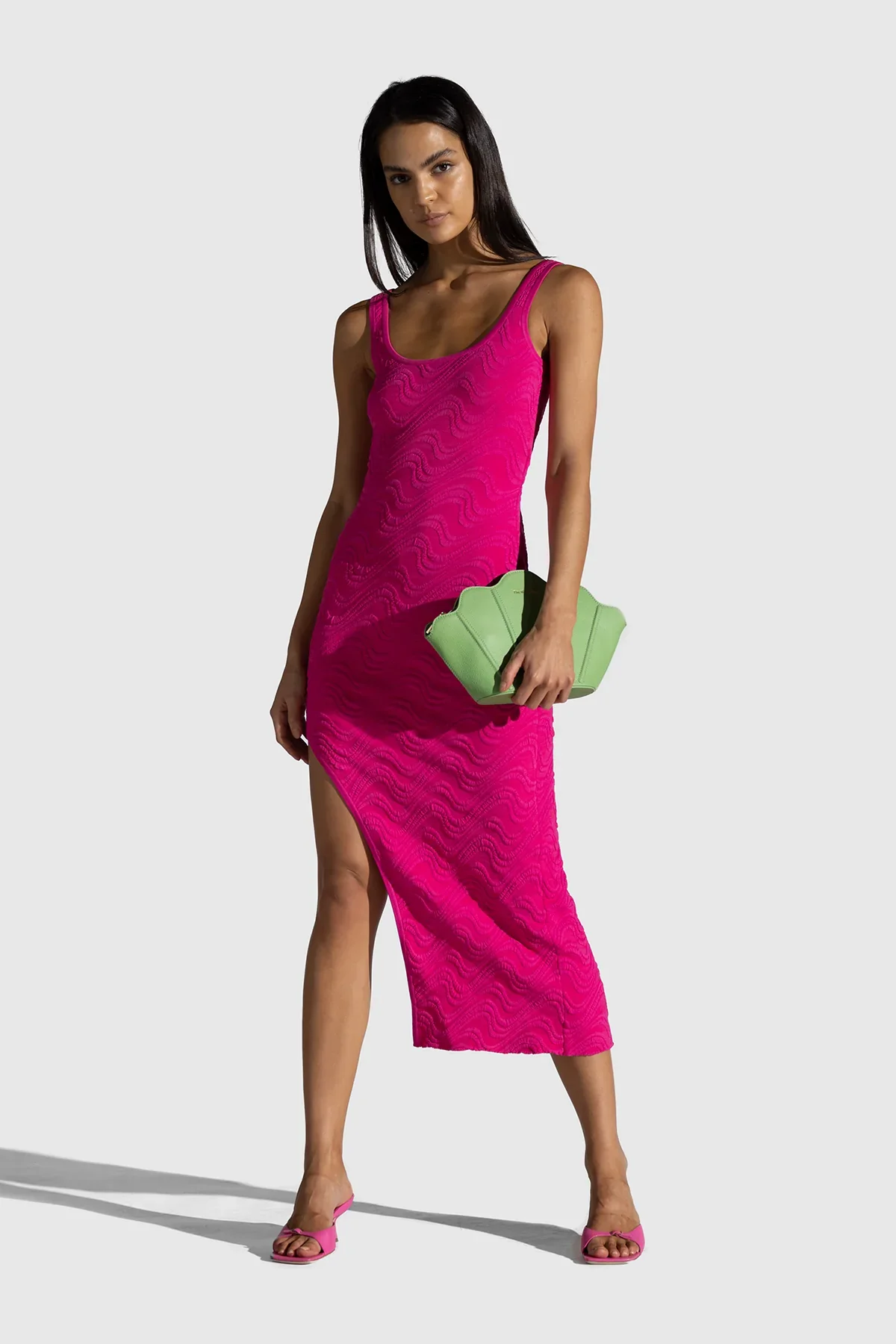 Wailele Wave Knit Dress Flamingo - Image 4