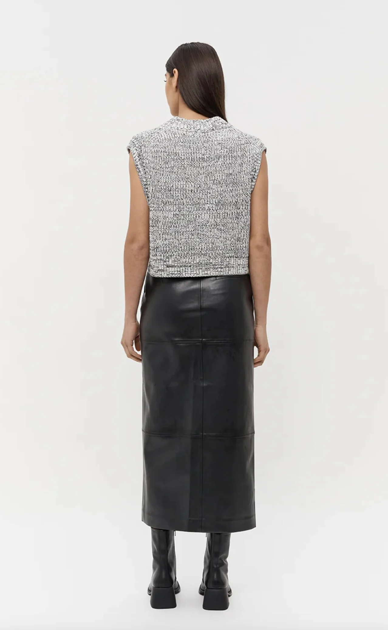 Willa Vegan Leather Midi Skirt BLACK - Image 2