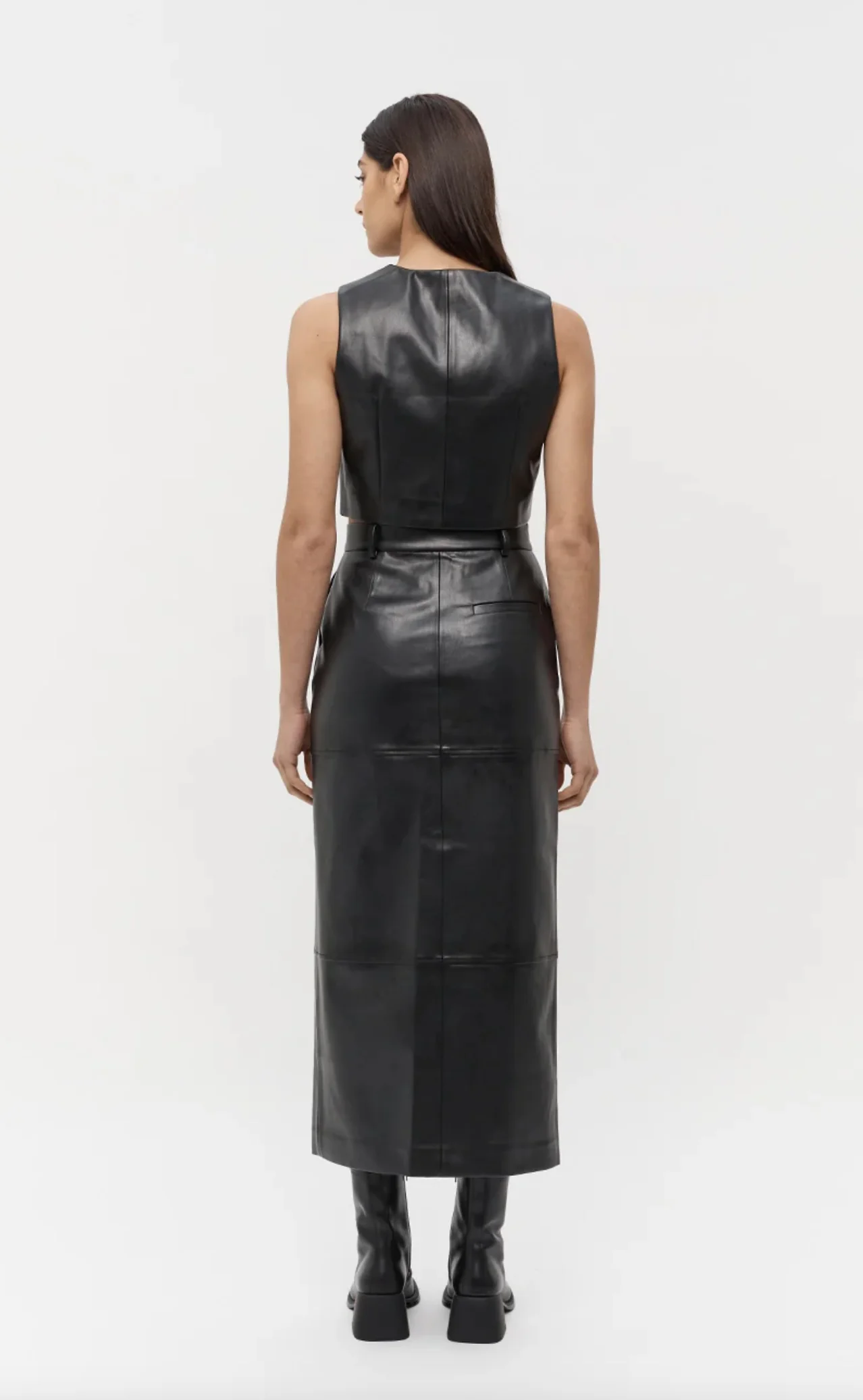 Willa Vegan Leather Midi Skirt BLACK - Image 6