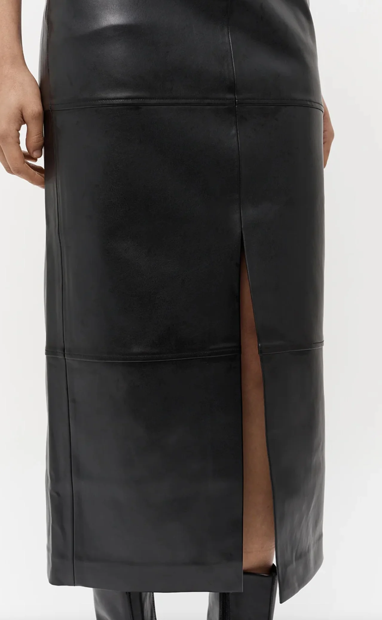 Willa Vegan Leather Midi Skirt BLACK - Image 7