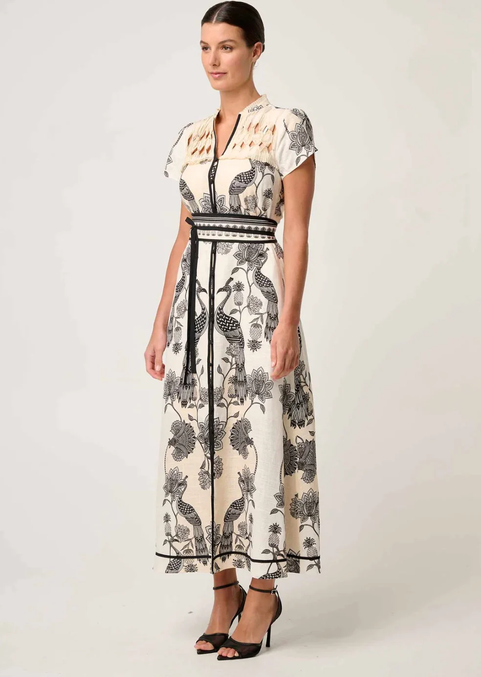 Xanthia Diamon Smock Yoke Linen Viscose IMPERIAL STONE - Image 4